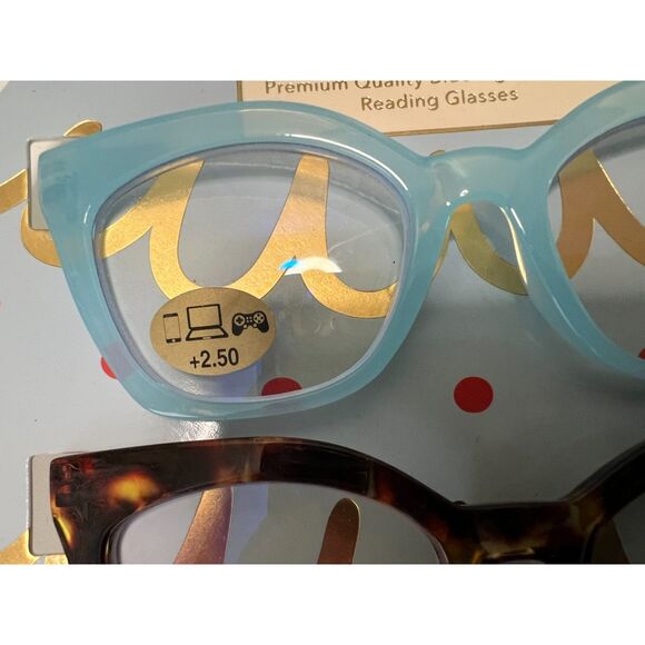 NWT 2 pair Nicole Miller Blue Light Filtering Reading Glasses. +2.50. - Picture 4 of 7